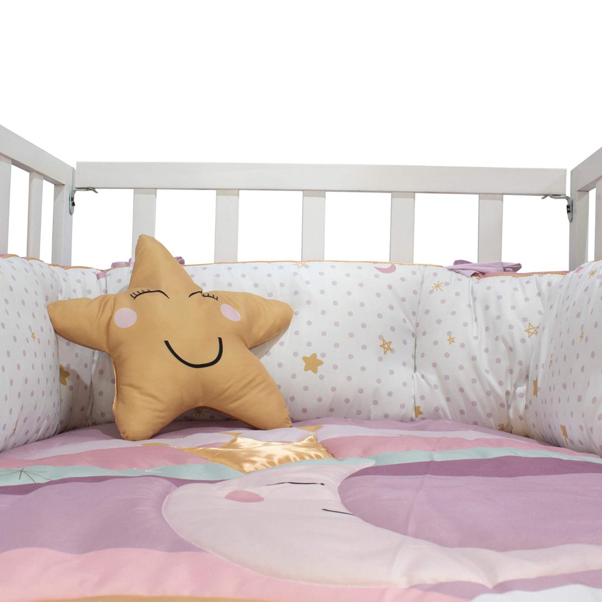 Juego de Cuna Cary Princesa Luna 70x130 cm 4 Piezas Lila image number null