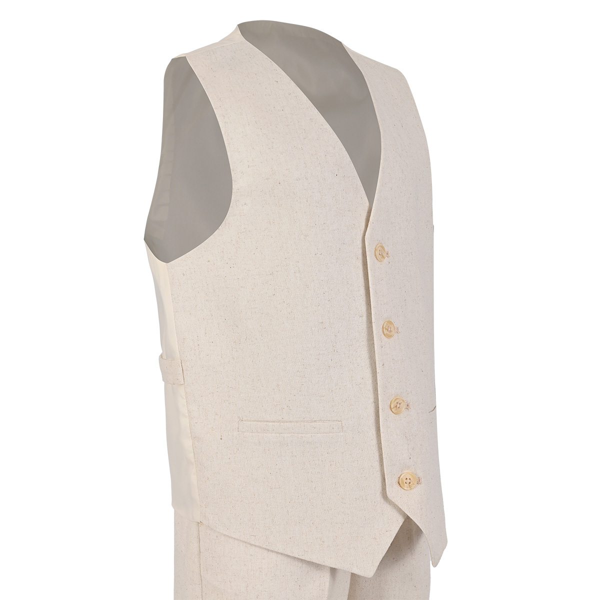 Traje en Mezcla de Lino con Chaleco Oscar Collection Beige para Ni&ntilde;o image number null