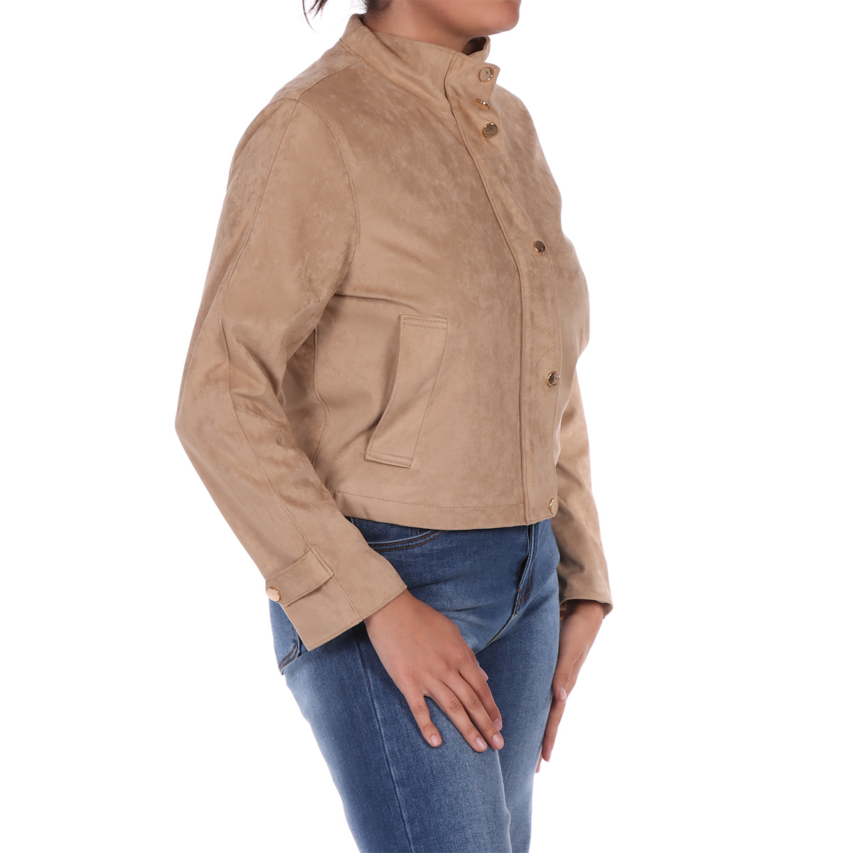 Chamarra Suede con Botones Arqueology para Mujer image number null
