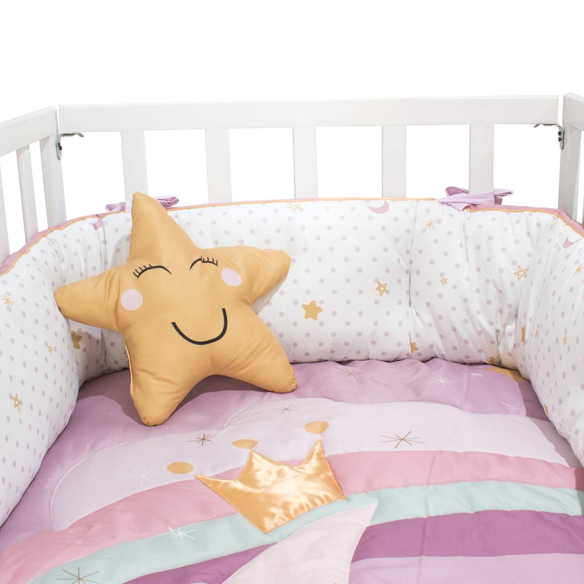 Juego de Cuna Cary Princesa Luna 95x140 cm 4 Piezas Lila image number null