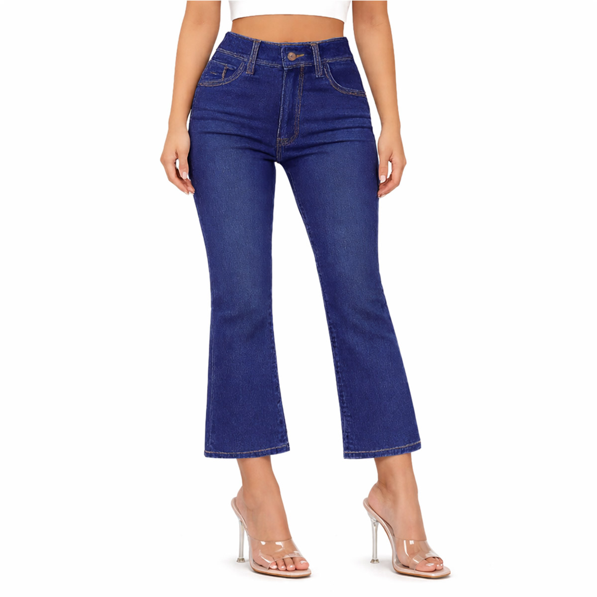 Jeans Pump Up Corte Flare Cropped Beronna Para Mujer Petite image number null
